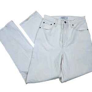 Abercrombie Fitch Love 90s Straight Ultra High Rise Jeans Cream Sz 28/6L Scandi